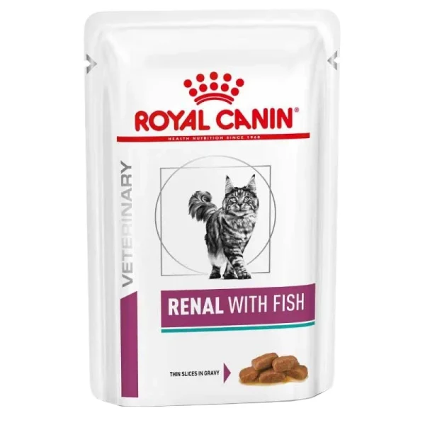 غذای پوچ گربه رویال کنین مدل renal with fish غذای پوچ گربه رویال کنین مدل Renal with Fish مخصوص مراقبت از کلیهها | پت گوگولی