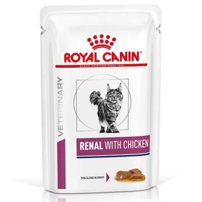 غذای پوچ گربه رویال کنین مدل renal with chicken غذای پوچ گربه رویال کنین مدل Renal with Chicken مخصوص مراقبت از کلیهها | پت گوگولی