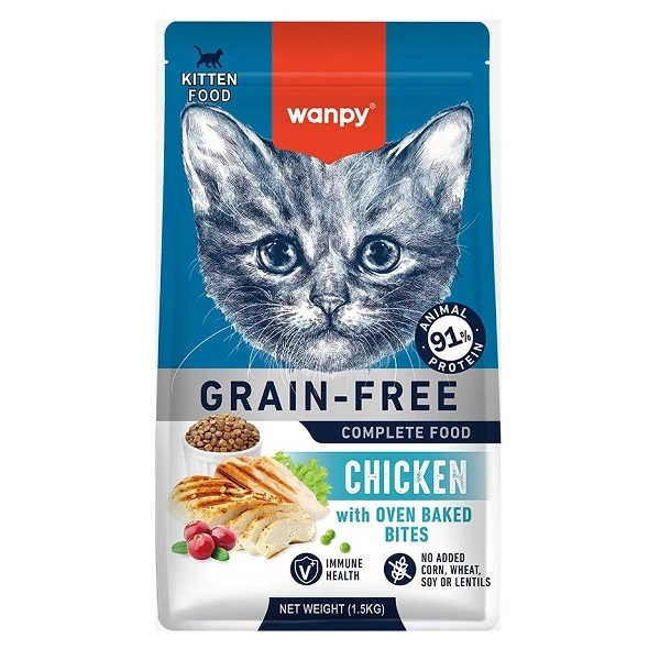 kitten food chicken wanpy غذای خشک گربه کیتن ونپی مدل Grain Free وزن ۱.۵ کیلوگرم - تصویر 1