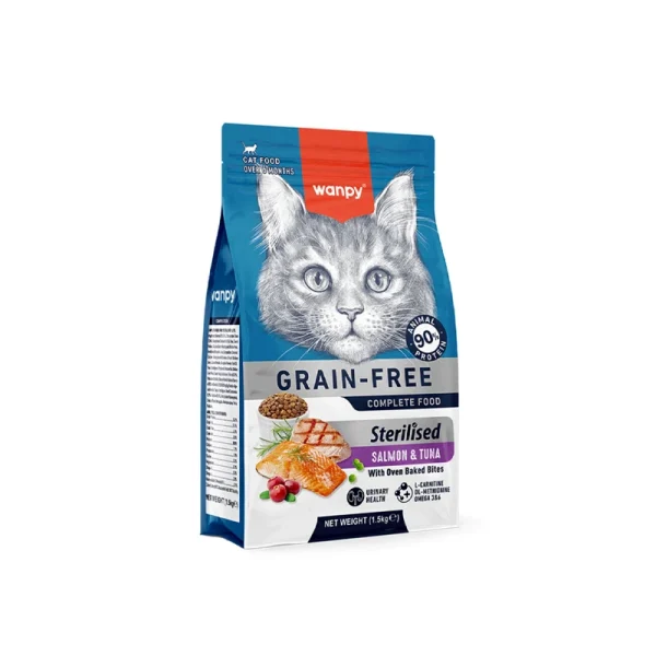 sterilised غذای خشک گربه بالغ ونپی مدل گرین فری استرالایز طعم ماهی سالمون و تن وزن 1.5 کیلوگرم - تصویر 1